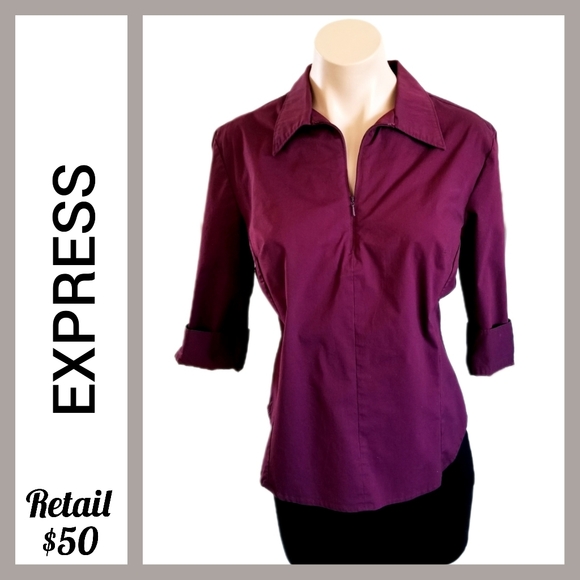 Express Tops - Express top FINAL PRICE! $50, Stretch zip down shirt Medium fit, size 11/12